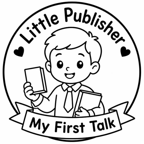 Personalized Little Publisher Wood Pin (boy or girl), Custom Achievement Badge, My First Talk (Magnet or Keychain), shown in listing image 6 with additional visible details or options.