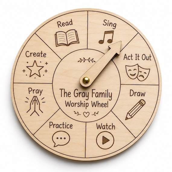 Personalized Birch Family Worship Spinner Wheel, Custom Family Night Game, shown in an additional close-up listing view with visible shape and details.