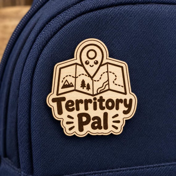 Map Mate Territory Pal Engraved Birch Reward Badge, JW Kids Ministry Gift, Lapel Pin Magnet or Keychain