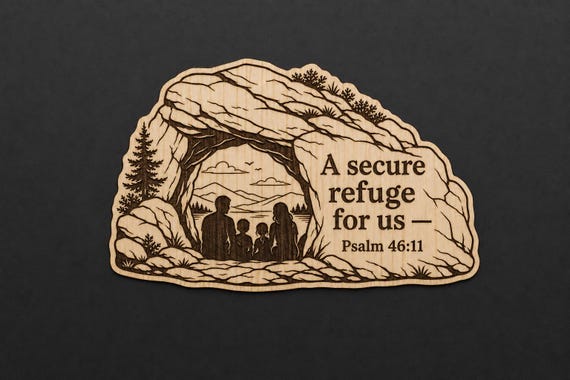 Psalm 46:11 Wood Scripture Plaque, Secure Refuge Bible Verse Sign, Birch Wall Decor