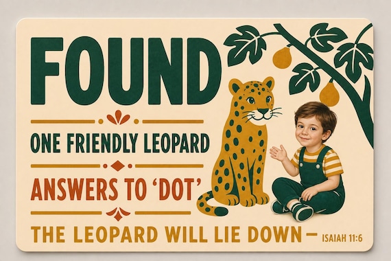 Friendly Leopard Found Flat Color Wall Sign, JW Paradise Decor and Gift