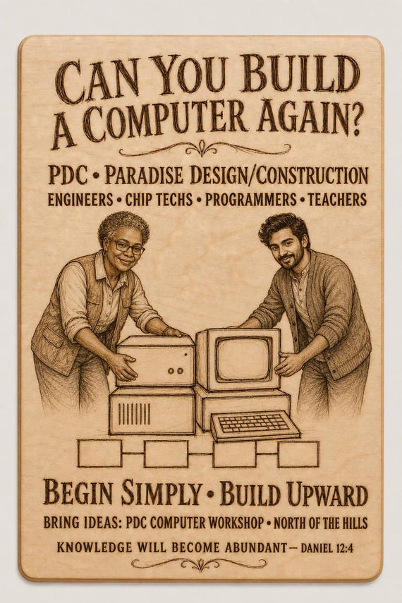 Paradise Design Construction Build a Computer Again 0.236 in Birch Engraved Sign, Paradise Reconstruction Wall Decor
