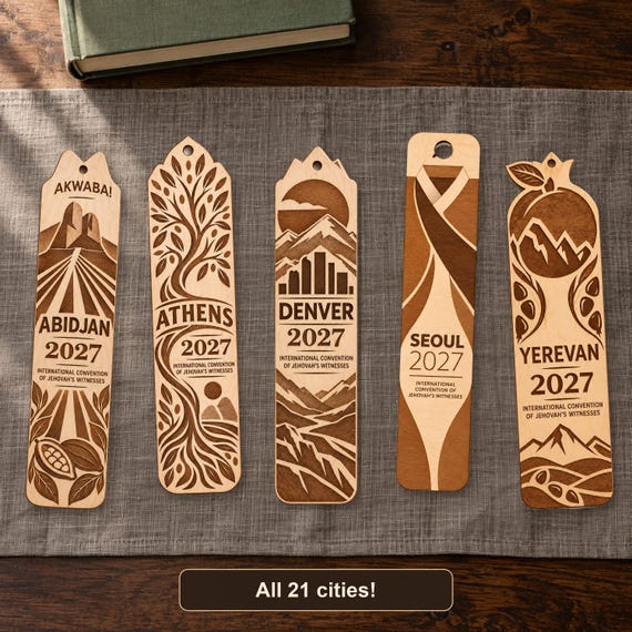2027 International Convention City Bookmark with Tassel, Engraved Birch Keepsake, Choose Your City