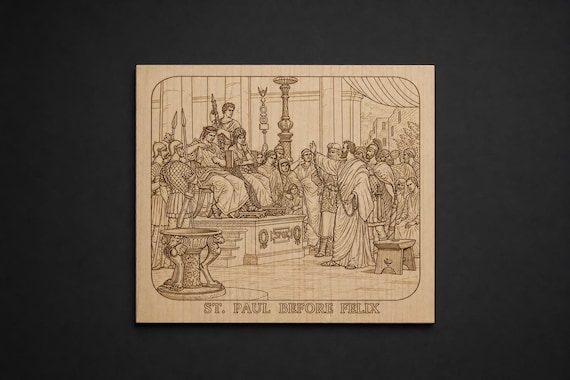Photo-Drama of Creation Slide – St. Paul Before Felix – Birch Plaque