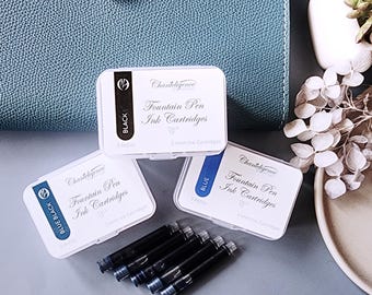 Fountain Pen Cartridge Refills | 3.4mm Caliber in Blue, Blue/Black or Black for Luxury Fountain Pens
