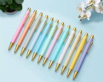 Hexagon Pastel Pens | Gold Ballpoint Trim | Black Ink | Letter Writing Pen | Stationery Pen