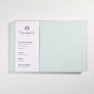 C6 Premium Bloom Mint Envelopes | Fits A6 Invitations, Notecards and Greeting Cards | Smooth Finish | iFlap Lick & Seal Closure | 10pk