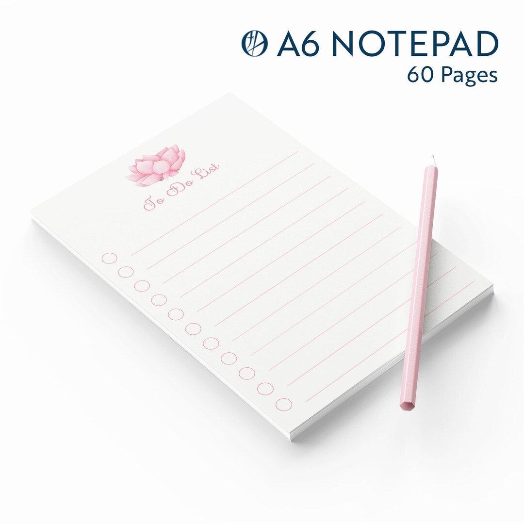 A6 to Do List Notepad Desktop Organiser Checklist 60 Pages Pink Lotus ...