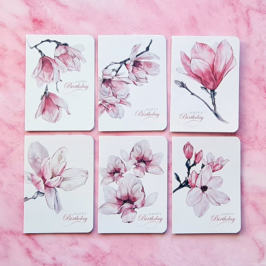 Pink Magnolia Birthday Card Premium Card, Envelope, Liner Seal 6 ...