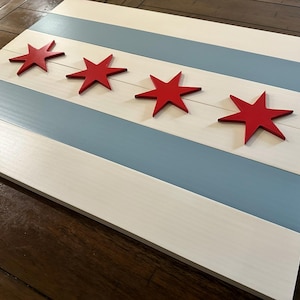 Chicago Flagge aus Holz - Handgemachte Wanddekoration