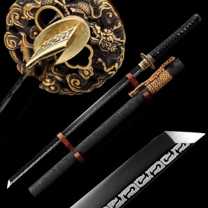 Handmade Japanese Samurai Ninjato Sword With Black Blade