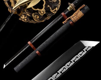 Ninjato Sword with Black Manganese Steel Blade, 40 Inch Length