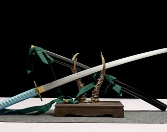 Real Anime Cosplay Blue Green Ice Katana Sword
