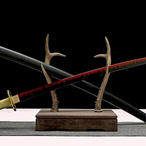 Anime Katana Sword in Black Red Gold, 40 Inch Cosplay