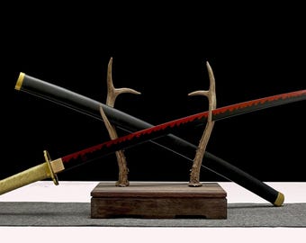 Anime Katana Sword in Black Red Gold, 40 Inch Cosplay