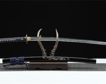 Damascus Steel Katana Samurai Sword Unique Damascus Tsuba Dragon Saya