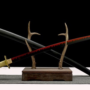 Real Anime Black Red Gold Katana Sword Cosplay