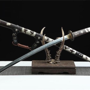 Japanese Tachi Sword Damascus Steel Real Hamon Full Tang Clay Tempered Katana