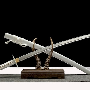 Real Anime Cosplay White Gold Katana Sword
