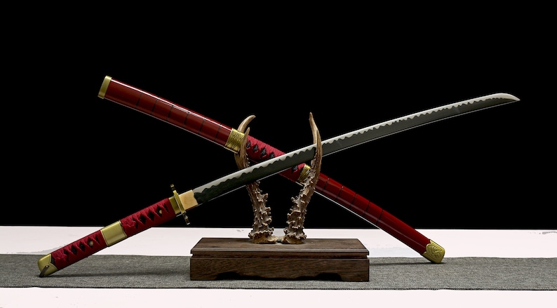 Handmade Anime Katana Sword: Roronoa Zoro Sandai Kitetsu, 1045 Steel image 1