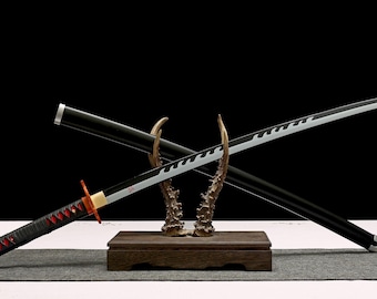 Anime Katana Sword, Real 1045 Steel with Red Rayskin Handle