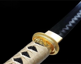 Tanto Samurai Sword, T10 Steel with Clay Tempered Hamon