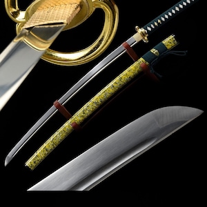 Espada Katana feita à mão, em aço carbono 1060 com Tsuba Musashi.