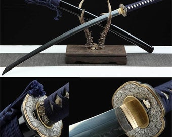 Handmade T10 Carbon Steel Hand Forge Real Hamon Clay Tempered Japanese Samurai Katana Sword