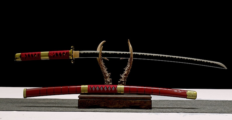 Handmade Anime Katana Sword: Roronoa Zoro Sandai Kitetsu, 1045 Steel image 2