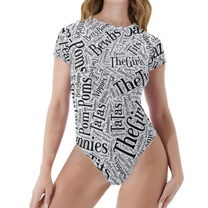 Boob Slang Black and White Women&#39;s Adult Onesie / Body Suit
