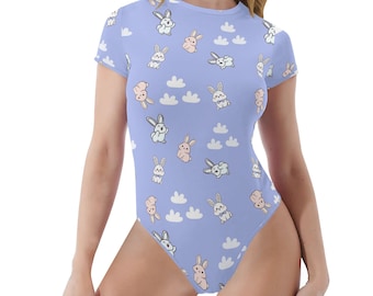Mono / traje de cuerpo entero para mujer adulta con conejitos azules