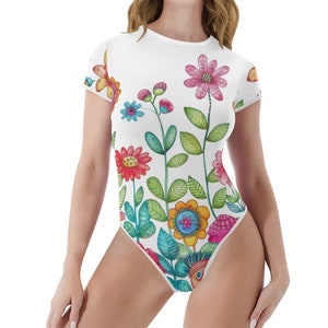 Wildflowers White Women&#39;s Adult Onesie / Body Suit