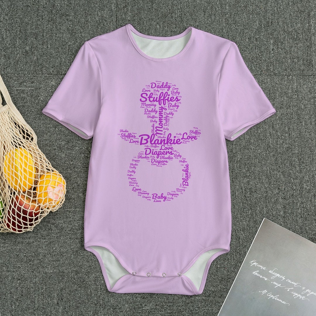 ABDL Purple Pacifier Word Art Adult Onesie Etsy