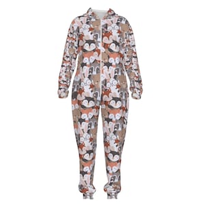 Unisex All-Over Print Unisex Thickened Home Jumpsuit - More Woodland Creatures