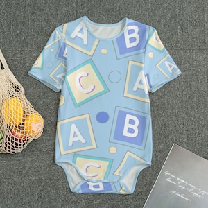 ABDL Blue Baby Blocks Adult Onesie