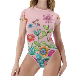 Wildflowers Pink Women&#39;s Adult Onesie / Body Suit