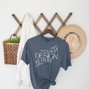 Bella Canvas 3001 Mock, 3001 Tshirt Mockup, Print on Demand Mockup, Trendy BC 3001 Mockup, Womens TShirt Mock, Deep Heather 3001 Mockup