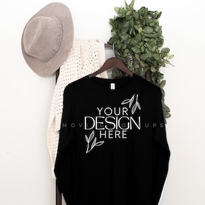 Bella Canvas 3501 Mock, 3501 Mockup Black, 3501 Mockup Mockup de manga larga, Christmas Mock, Trendy Mockup Womens Long Sleeve Mock