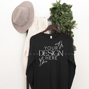 Bella Canvas 3501 Mock, 3501 Mockup Dark Grey, 3501 Mockup Mockup de manga larga, Christmas Mock, Trendy Mockup Womens Long Sleeve Mock