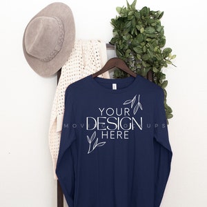 Bella Canvas 3501 Mock, 3501 Mockup Navy 3501 Mockup Mockup de manga larga, Christmas Mock, Trendy Mockup Summer Mockup Womens Long Sleeve Mock