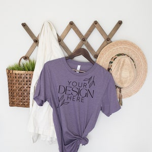 Bella Canvas 3001 Mock, 3001 Tshirt Mockup, Print on Demand Mockup, Trendy BC 3001 Mockup, Womens TShirt Mock, Heather Purple 3001 Mockup
