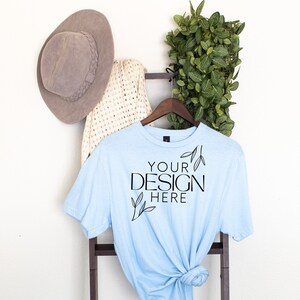 Gildan 64000, Light Blue Gildan 64000 Mockup, Gildan 64000 Bundle Mockup, T-Shirt Mockup, 64000 Shirt Mockup, Boho Mockup, Lifestyle Mockup
