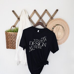 Bella Canvas 3001 Mock, 3001 Tshirt Mockup, Print on Demand Mockup, Trendy BC 3001 Mockup, Womens TShirt Mock, Black 3001 Mockup