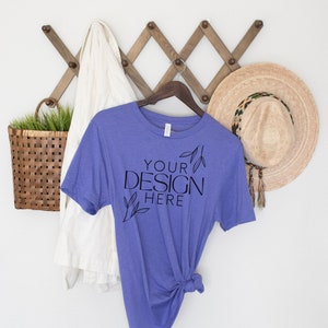 Bella Canvas 3001 Mock, 3001 Tshirt Mockup, Print on Demand Mockup, Trendy BC 3001 Mockup, Womens TShirt Mock, Heather Lapis 3001 Mockup