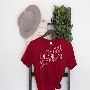 Bella Canvas 3001 Mock, 3001 Tshirt Mockup, Print on Demand Mockup, Trendy BC 3001 Mockup, Womens TShirt Mock, Cardinal 3001 Mockup