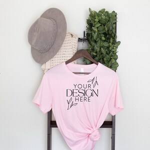 Bella Canvas 3001 Mock, 3001 Tshirt Mockup, Print on Demand Mockup, Trendy BC 3001 Mockup, Womens TShirt Mock, Pink 3001 Mockup
