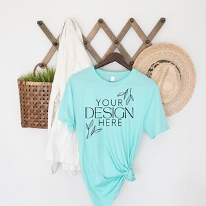 Bella Canvas 3001 Mock, 3001 Tshirt Mockup, Print on Demand Mockup, Trendy BC 3001 Mockup, Womens TShirt Mock, Teal 3001 Mockup