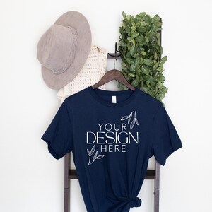 Bella Canvas 3001 Mock, 3001 Tshirt Mockup, Print on Demand Mockup, Trendy BC 3001 Mockup, Womens TShirt Mock, Navy 3001 Mockup