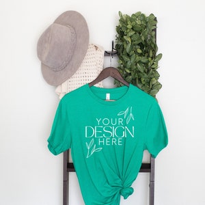 Bella Canvas 3001 Mock, 3001 Tshirt Mockup, Print on Demand Mockup, Trendy BC 3001 Mockup, Womens TShirt Mock, Heather Kelly 3001 Mockup
