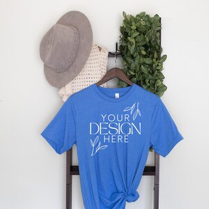 Bella Canvas 3001 Mock, 3001 Tshirt Mockup, Print on Demand Mockup, Trendy BC 3001 Mockup, Womens TShirt Mock, Heather Columbia 3001 Mockup